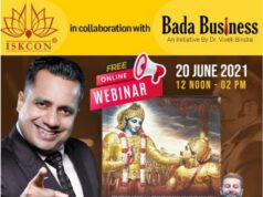 ISKCON & BADA BUSINESS ANNOUNCE FREE WEBINAR ON ‘BUSINESS YOGA FROM BHAGAVAD GITA’
