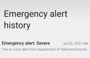 DEPT OF TELECOMMUNICATIONS CONDUCTS CELL BROADCAST ALERT SYSTEM TESTING