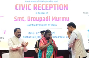 PRESIDENT OF INDIA DROUPADI MURMU ARRIVES IN GOA, ATTENDS CIVIC RECEPTION AT RAJ BHAVAN