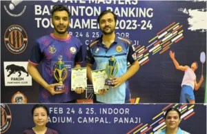 GOA STATE MASTERS BADMINTON: NAVNEET, PARAG, BETTY, AMIT, MANJU, FOWKAR, TANAJI, DR. KUDCHADKAR BAG TITLES