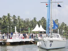 INSV TARINI SAILS OUT FROM GOA FOR NAVIKA SAGAR PARIKRAMA II