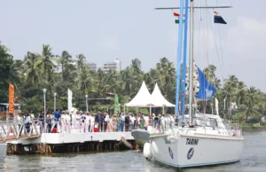 INSV TARINI SAILS OUT FROM GOA FOR NAVIKA SAGAR PARIKRAMA II