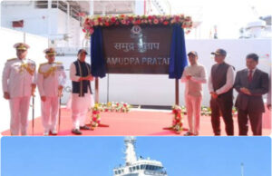 RAKSHA MANTRI COMMISSIONS INDIAN COAST GUARD SHIP ‘SAMUDRA PRATAP’, INDIA’S FIRST INDIGENOUSLY DESIGNED POLLUTION CONTROL VESSEL BUILT IN GOA