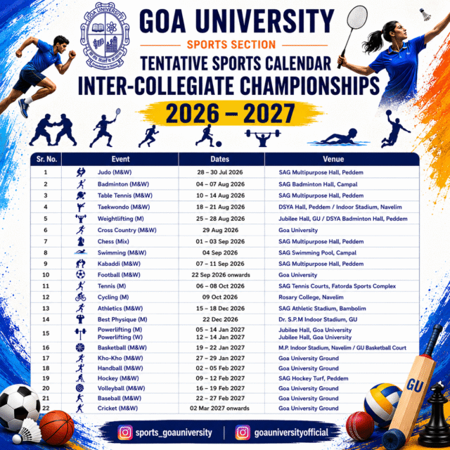 Poster Goa University Sports Calendar 26-27